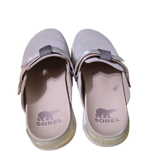 Sorel Viibe Omega Taupe Honey White Suede Clogs Women's Size: 8 Slip-On - Picture 3 of 5